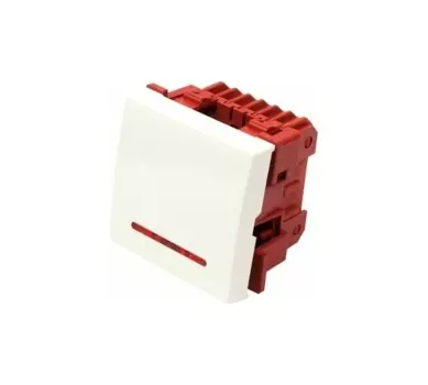 Выключатель LANMASTER LAN-EC45x45-SL12-WH, 1кл., индикатор/подсветка, скрытый монтаж, механизм с накладкой без рамки, белый (LAN-EC45x45-SL12-WH)