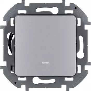 Выключатель Legrand Inspiria, 1кл., индикатор/подсветка, скрытый монтаж, механизм с накладкой без рамки, алюминий (673612)