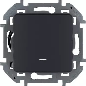 Выключатель Legrand Inspiria, 1кл., индикатор/подсветка, скрытый монтаж, механизм с накладкой без рамки, антрацит (673613)