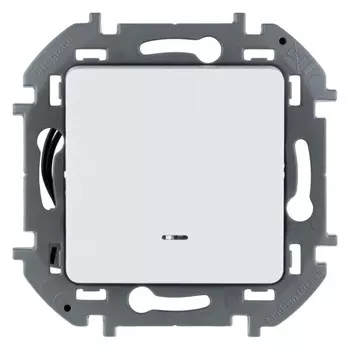 Выключатель Legrand Inspiria, 1кл., индикатор/подсветка, скрытый монтаж, механизм с накладкой без рамки, белый (673610)