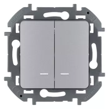 Выключатель Legrand Inspiria, 2кл., индикатор/подсветка, скрытый монтаж, механизм с накладкой без рамки, алюминий (673632)
