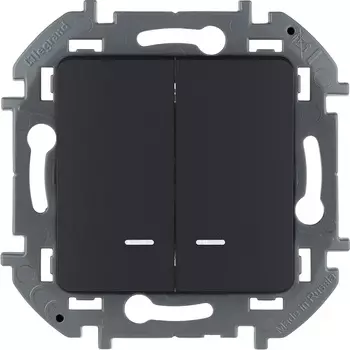 Выключатель Legrand Inspiria, 2кл., индикатор/подсветка, скрытый монтаж, механизм с накладкой без рамки, антрацит (673633)