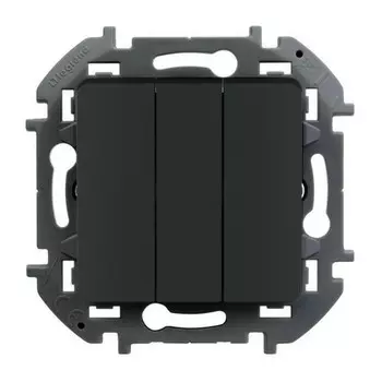 Выключатель Legrand Inspiria, 3кл., скрытый монтаж, механизм с накладкой без рамки, антрацит (673643)