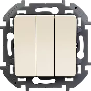 Выключатель Legrand Inspiria, 3кл., скрытый монтаж, механизм с накладкой без рамки, слоновая кость (673641)