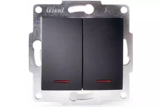 Выключатель LEZARD Karina , 2кл., индикатор/подсветка, скрытый монтаж, в сборе, черный (707-4288-112)