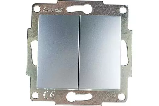 Выключатель LEZARD KARINA 707-4388-101, 2кл., скрытый монтаж, в сборе, серебро (707-4388-101)
