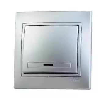 Выключатель LEZARD Mira , 1кл., индикатор/подсветка, скрытый монтаж, в сборе, серебро (701-1010-111)