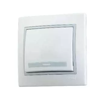 Выключатель LEZARD Mira , 1кл., скрытый монтаж, в сборе, белый/серебро (701-0215-100)