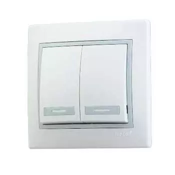 Выключатель LEZARD Mira , 2кл., скрытый монтаж, в сборе, белый/серый (701-0215-101)