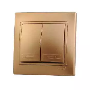 Выключатель LEZARD Mira , 2кл., скрытый монтаж, в сборе, золотой металлик (701-1313-101)