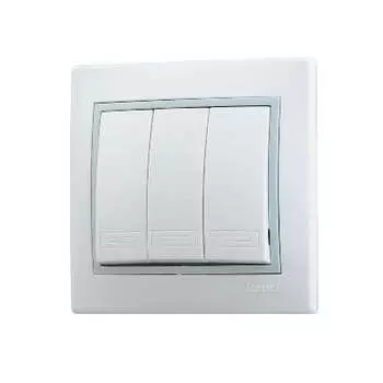 Выключатель LEZARD Mira, 3кл., скрытый монтаж, в сборе, белый/серый (701-0215-109)