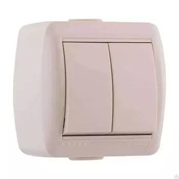 Выключатель LEZARD Nata , 2кл., открытый монтаж, в сборе, кремовый (710-0300-101)