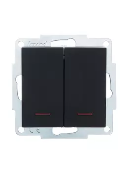 Выключатель LEZARD VESNA 742-4288-112, 2кл., индикатор/подсветка, скрытый монтаж, механизм без накладки и рамки, черный бархат (742-4288-112)