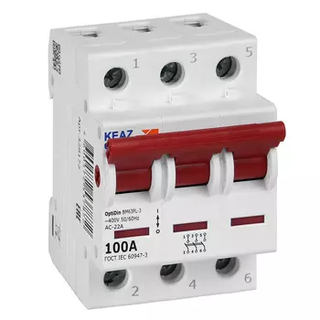 Выключатель нагрузки 3P 100А, КЭАЗ OptiDin BM63PL-3100-УХЛ3 (328172)