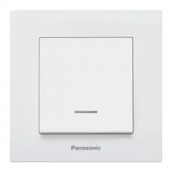 Выключатель Panasonic Karre Plus, 1кл., индикатор/подсветка, скрытый монтаж, механизм с накладкой без рамки, белый (WKTC00022WH-RU)