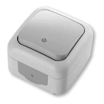 Выключатель Panasonic Palmiye, 1кл., открытый монтаж, в сборе, серый глянцевый (90555503)