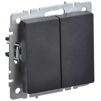 Выключатель проходной IEK Brite ВС10-2-6-БрЧ , 2кл., скрытый монтаж, механизм с накладкой без рамки, черный (BR-V22-0-10-K02)
