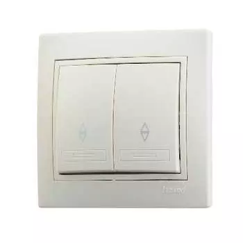 Выключатель проходной LEZARD Mira, 2кл., скрытый монтаж, в сборе, кремовый (701-0303-106)