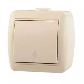 Выключатель проходной LEZARD Nata, 1кл., открытый монтаж, в сборе, кремовый (710-0300-105)