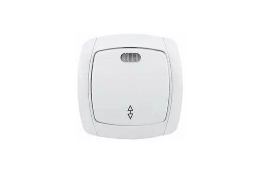 Выключатель проходной СВЕТОЗАР City Light, 1кл., индикатор/подсветка, скрытый монтаж, в сборе, белый (SV-54238-W)