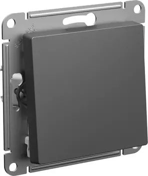 Выключатель самовозвратный Systeme Electric AtlasDesign, 1кл., скрытый монтаж, механизм с накладкой без рамки, базальт (ATN001415)