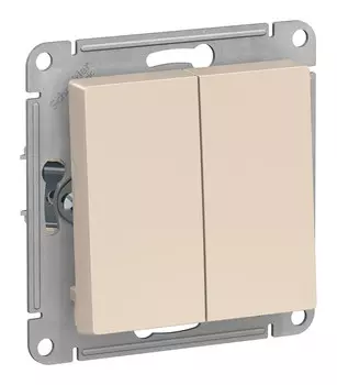 Выключатель самовозвратный Systeme Electric AtlasDesign, 2кл., скрытый монтаж, механизм с накладкой без рамки, бежевый (ATN000217)