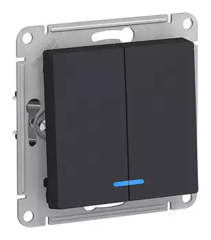 Выключатель Schneider Electric AtlasDesign, 2кл., индикатор/подсветка, скрытый монтаж, механизм с накладкой без рамки, карбон (ATN001053)