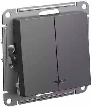 Выключатель Schneider Electric AtlasDesign, 2кл., индикатор/подсветка, скрытый монтаж, в сборе, базальт (ATN001453)