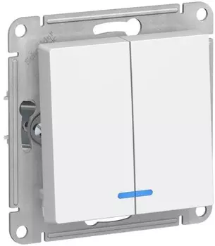 Выключатель Schneider Electric AtlasDesign, 2кл., индикатор/подсветка, скрытый монтаж, в сборе, белый (ATN001353)