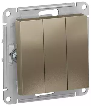 Выключатель Schneider Electric AtlasDesign, 3кл., скрытый монтаж, механизм с накладкой без рамки, шампань (ATN000531)
