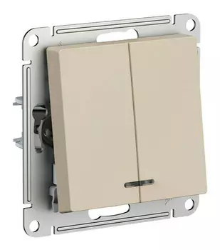 Выключатель Schneider Electric AtlasDesign ATN001253, 2кл., индикатор/подсветка, скрытый монтаж, в сборе, песочный (ATN001253)