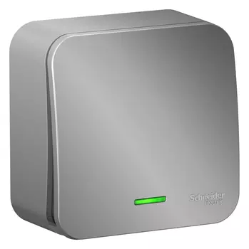 Выключатель Schneider Electric BLANCA, 1кл., индикатор/подсветка, открытый монтаж, в сборе, алюминий (BLNVA101103)