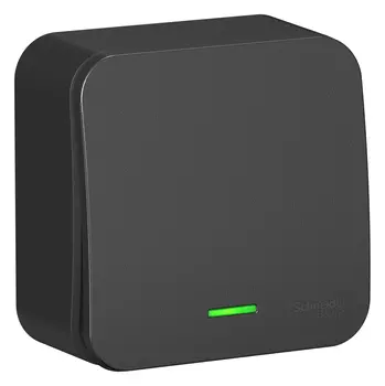 Выключатель Schneider Electric BLANCA, 1кл., индикатор/подсветка, открытый монтаж, в сборе, антрацит (BLNVA101106)