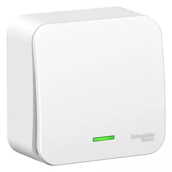 Выключатель Schneider Electric BLANCA, 1кл., индикатор/подсветка, открытый монтаж, в сборе, белый (BLNVA101111)