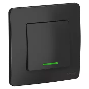Выключатель Schneider Electric Blanca, 1кл., индикатор/подсветка, скрытый монтаж, в сборе, антрацит (BLNVS010116)
