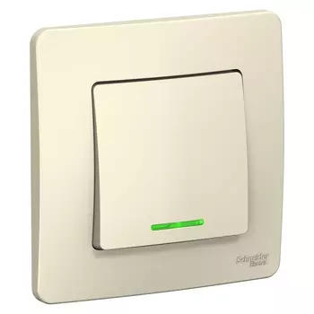 Выключатель Schneider Electric Blanca, 1кл., индикатор/подсветка, скрытый монтаж, в сборе, молочный (BLNVS010112)