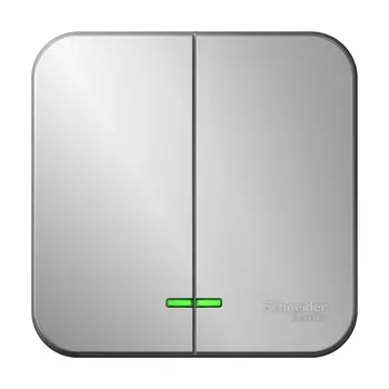 Выключатель Schneider Electric BLANCA, 2кл., индикатор/подсветка, открытый монтаж, в сборе, алюминий (BLNVA105113)