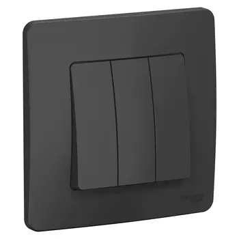 Выключатель Schneider Electric BLANCA, 3кл., скрытый монтаж, механизм с накладкой без рамки, антрацит (BLNVS100506)