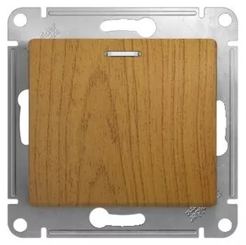 Выключатель Schneider Electric GLOSSA, 1кл., индикатор/подсветка, скрытый монтаж, механизм с накладкой без рамки, дерево (GSL000513)