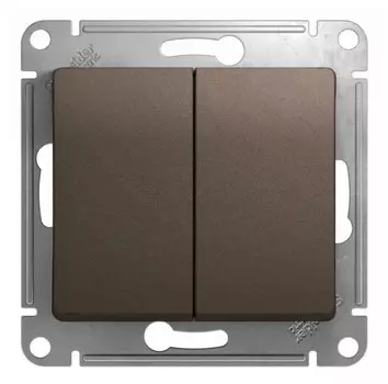 Выключатель Schneider Electric GLOSSA, 2кл., скрытый монтаж, механизм с накладкой без рамки, шоколад (GSL000851)