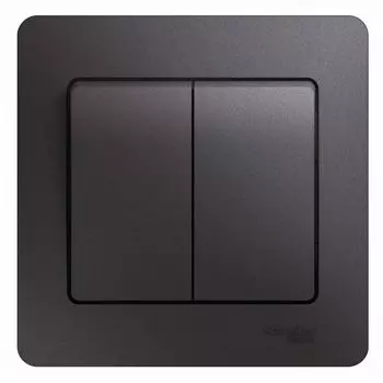 Выключатель Schneider Electric GLOSSA, 2кл., скрытый монтаж, в сборе, графит (GSL001352)