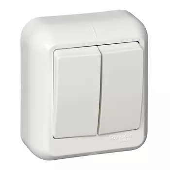 Выключатель Schneider Electric Прима, 2кл., открытый монтаж, в сборе, белый (A56-029-B)