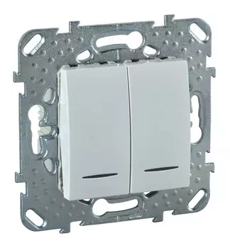 Выключатель Schneider Electric Unica, 2кл., индикатор/подсветка, скрытый монтаж, механизм с накладкой без рамки, белый (MGU5.0101.18NZD)