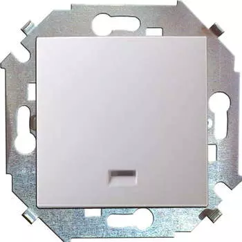Выключатель Simon, 1кл., индикатор/подсветка, скрытый монтаж, механизм с накладкой без рамки, белый (1591104-030)