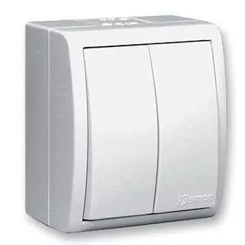 Выключатель Simon Aqua, 2кл., открытый монтаж, в сборе, белый (1594398-030)