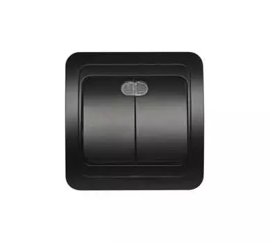 Выключатель SMARTBUY Марс, 2кл., индикатор/подсветка, скрытый монтаж, в сборе, черный (SBE-02b-10-SW2-1-c)