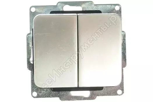Выключатель СВЕТОЗАР Гамма SV-54134-SM, 2кл., скрытый монтаж, механизм с накладкой без рамки, светло-серый металлик (SV-54134-SM)