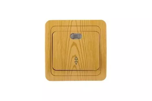 Выключатель СВЕТОЗАР Гамма SV-54138-A, 1кл., индикатор/подсветка, скрытый монтаж, в сборе, ольха (SV-54138-A)