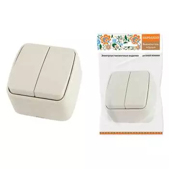 Выключатель TDM Дача, 2кл., открытый монтаж, в сборе, слоновая кость (SQ1824-0015)
