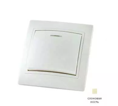 Выключатель TDM Таймыр, 1кл., индикатор/подсветка, скрытый монтаж, в сборе, слоновая кость (SQ1814-0104)
